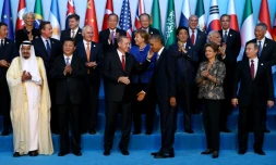 Photo de famille des dirigeants du G20 réunis le 15 novembre 2015 à Antalya, en Turquie