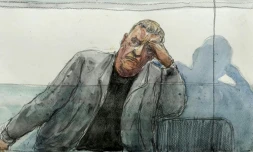 Dominique Pelicot au palais de justice d'Avignon le 11 septembre 2024 - croquis du tribunal