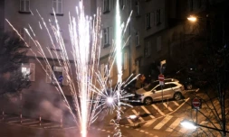 Des feux d'artifice allumés à Francfort le 31 décembre 2023 ( AFP / KIRILL KUDRYAVTSEV )