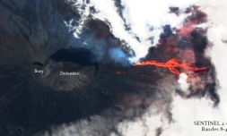 Le piton de la fournaise vu de l'espace