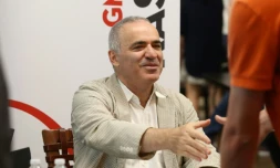 Le champion d'échecs Garry Kasparov, le 13 août 2017 à Saint-Louis, dans le centre des Etats-Unis