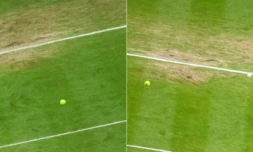 Montage montrant les joueurs de tennis Espagnol Carlos Alcaraz (à gauche) et Serbe Novak Djokovic (à droite) qui s'affronteront dimanche 16 juillet 2023 en finale du tournoi de Wimbledon (Angleterre).