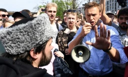 L'opposant russe Alexeï Navalny manifeste à Moscou, le 5 mai 2018