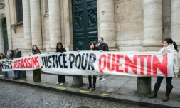 Rassemblement à Paris le 15 février 2026 pour demander "justice pour Quentin", décédé à Lyon après une agression mortelle ( AFP / ALAIN JOCARD )