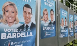 Le Rassemblement national recueille 34% d'intentions de vote pour les élections législatives du 30 juin et 7 juillet, soit plus de 15 points de plus que le score obtenu il y a deux ans, selon un sondage Harris Interactive - Toluna paru lundi ( AFP / Denis CHARLET )