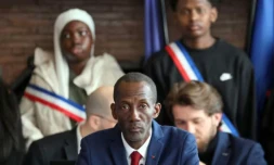 Le maire LFI de Saint-Denis, Bally Bagayoko, Ă Saint-Denis, le 21 mars 2026 ( AFP / Ludovic MARIN )