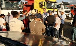 Chantier de la NRL, les transporteurs sont rassemblés au Port