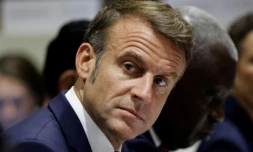 Le président Emmanuel Macron à l'Assemblée géénrale de l'ONU à New York, le 25 septembre 2024 ( AFP / Ludovic MARIN )