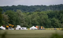 Les fouilles en cours à Rouvray, dans l'Yonne, à la recherche des corps des victimes d'Emile Louis, le 18 mai 2026 ( AFP / ARNAUD FINISTRE )