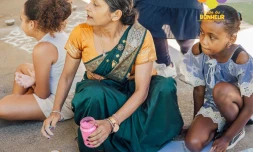 Saint-Denis : un kolam géant dans la cour de l'école Eudoxie Nonge pour Puthandu