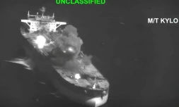 Capture d'une vidéo fournie par le Centcom 2026 le 5 septembre 2026 montrant ce qui est présenté comme des frappes sur des bateaux liés à l'Iran.