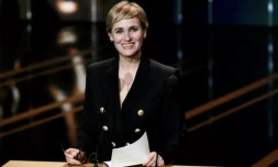 L'actrice Judith GodrÚche lors de la 49e édition des César au théùtre de l'Olympia, le 23 février 2024 à Paris ( AFP / STEPHANE DE SAKUTIN )