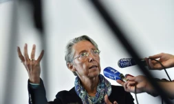 La ministre des Transports Elisabeth Borne, le 27 janvier 2018, lors d'une conférence de presse à à Notre-Dame-des-Landes 