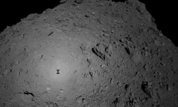 Photo envoyée par la sonde japonaise Hayabusa2 et transmise par l'agence japonaise d'exploration spatiale  le 3 octore 2018 montre l'ombre de Hayabusa2 sur l'astéroïde Ryugu