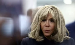 Brigitte Macron, le 17 avril 2023, à Cergy-Pontoise, dans le Val-d'Oise ( AFP / Anne-Christine POUJOULAT )