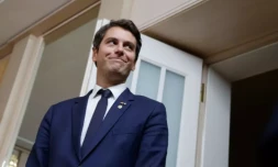 Le ministre de l'Ăducation Gabriel Attal, Ă Hambourg le 10 octobre 2023, lors des consultations gouvernementales franco-allemandes ( AFP / Ludovic MARIN )