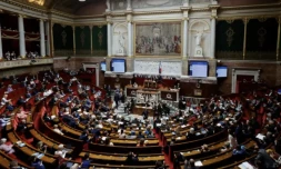 Vue générale de l'Assemblée nationale lors d'une séance de questions au gouvernement à Paris le 18 juillet 2023 ( AFP / Geoffroy Van der Hasselt )