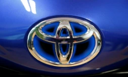 Le logo de Toyota le 22 janvier 2018 sur une calandre de son modĂšle Yaris