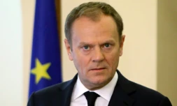 Le président du Conseil européen Donald Tusk, los d'une conférence de presse à Nicosie, le 15 mars 2016