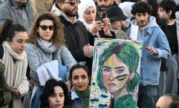 Manifestation place des Omeyyades à Damas pour la démocratie et les droits des femmes dans la Syrie d'après Assad, le 19 décembre 2024