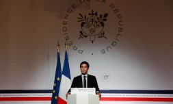Le porte-parole du gouvernement Gabriel Attal lors du point presse aprÚs le premier conseil des ministres du nouveau gouvernement, le 7 juillet 2020 à l'Elysée