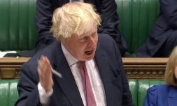 Le chef de la diplomatie britannique Boris Johnson devant les députés britanniques le 27 mars 2018, sur une capture d'écran fournie par le Parlement britannique