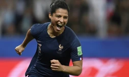 L'attaquante des Bleues Valérie Gauvin buteuse contre la Norvège dans le groupe A du Mondial, le 12 juin 2019 à l'Allianz Riviera de Nice