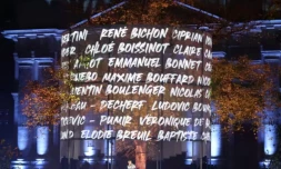 Cérémonie d'inauguration du jardin du 13 novembre 2015, à Paris, en hommage aux victimes des attentats perpétrés il y a dix ans, le dans la capitale et à Saint-Denis ( POOL / Ludovic MARIN )