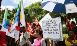 Rassemblement contre la réforme des retraites devant la CGSS de Saint-Denis le 16 janvier 2020