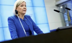 Magdalena Andersson, ministre des Finances suédoise et cheffe du Parti social-démocrate, à Stockholm, le 11 novembre 2021