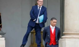 Damien Abad quitte l'Elysée après le conseil des ministres du 23 mai 2022 ( AFP / Ludovic MARIN )