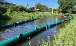 expérimentation de barrage flottants à l'hermitage 