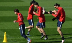 Les Parisiens préparent leur match contre Manchester City en Ligue des champions, au Camp des Loges, le 5 avril 2016