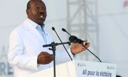 Le président du Gabon, Ali Bongo Ondimba, au stade Nzang Ayong de Libreville le 10 juillet 2023