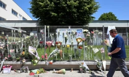 Le collège où une surveillante a été tuée à l'arme blanche à Nogent (Haute-Marne), le 11 juin 2025. (FRANCOIS NASCIMBENI / AFP)