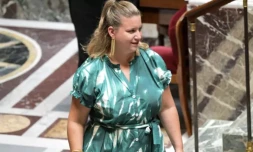 Mathilde Panot, la cheffe de file des députés de La France insoumise à l'Assemblée nationale, Paris, le 18 juillet 2024 ( AFP / Bertrand GUAY )