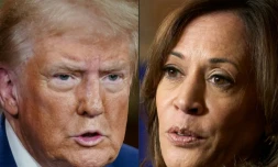 Combo photo de Kamala Harris et Donald Trump, le 16 octobre 2024