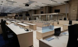 La salle d'audience construite spécialement pour le procès des attentats du 13 novembre 2015, le 4 juin 2021 au Palais de justice de Paris 