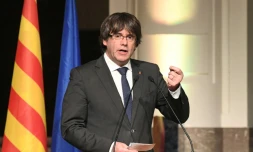 Carles Puigdemont lors d'un discours à Bruxelles le 7 novembre 2017