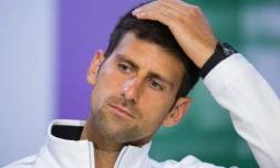 Novak Djokovic en conférence de presse à Wimbledon, le 12 juillet 2017