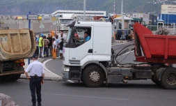 Chantier de la Nouvelle Route du littoral bloqué par les salriés du BTP