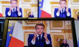 Le président français Emmanuel Macron lors de son allocution le 5 décembre 2024 ( AFP / Ludovic MARIN )
