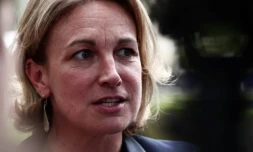 La secrétaire générale de la CFDT Marylise Léon à Boissy-la-Riviere, dans l'Essonne, le 26 août 2025 ( POOL / Thibaud MORITZ )