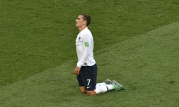 L'attaquant vedette de l'équipe de France Antoine Griezmann lors du match contre le Danemark au Mondial, le 26 juin 2018 au stade Loujniki à Moscou 