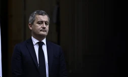 Le nouveau garde des Sceaux, Gérald Darmanin, au ministère de la Justice (Paris), le 24 décembre 2024. (JULIEN DE ROSA / AFP)