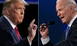 Combinaison de photos créée le 22 octobre 2020: l'ancien président américain Donald Trump (G) et l'actuel président américain Joe Biden alors candidats lors du dernier débat présidentiel à Nashville, aux Etats-Unis, le 22 octobre 2020