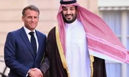 La venue de Mohammed ben Salmane à Paris a permis de concrétiser les discussions pour faire naître un parc potentiellement dédié à Dragon Ball. © Crédit photo : LOU BENOIST / AFP 