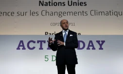 Laurent Fabius, le président de la conférence COP21, le 5 décembre 2015 au Bourget