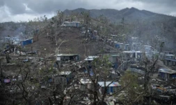 Des cabanes de tôles déjà reconstruites à Cavani, quartier pauvre de Mamoudzou, à Mayotte, le 2 janvier 2025 ( AFP / JULIEN DE ROSA )
