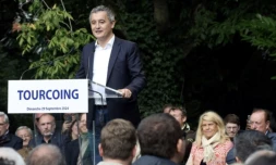 Le député et ancien maire de Tourcoing Gérald Darmanin dans son fief du Nord le 29 septembre 2024 ( AFP / FRANCK CRUSIAUX )